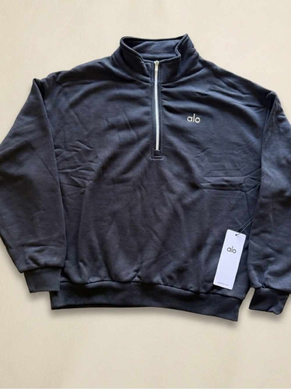 NWT Alo Accolade Yoga Black Quarter 1/4 Zip Pullover Hoodie